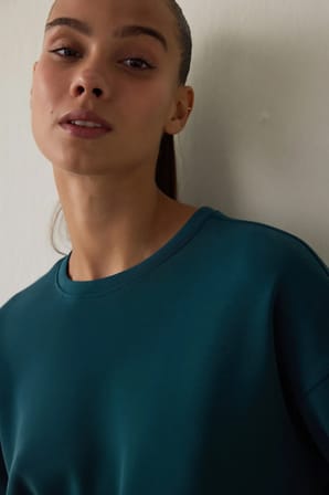 Koyu Yeşil Modal Şardonlu Sweatshirt