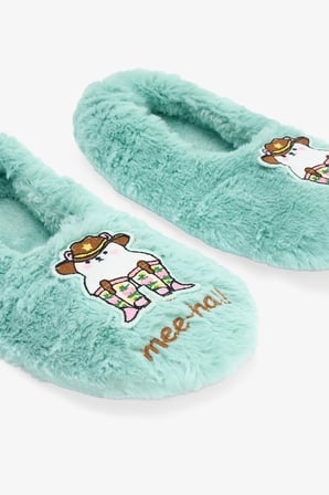 Mint Yeşili Meeha Nakışlı Sloganlı Ev Patik