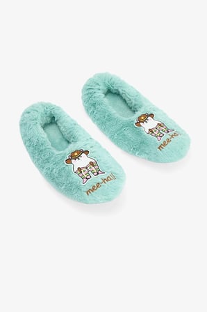 Mint Yeşili Meeha Nakışlı Sloganlı Ev Patik