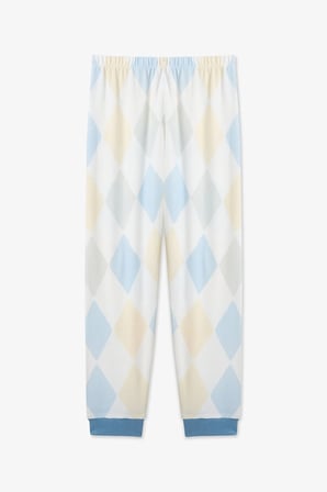 Kırık Beyaz Erkek Çocuk Juggling Baklava Desenli Pijama Takımı