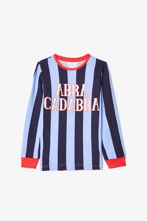 Mavi Erkek Çocuk Abra Kadabra Çizgili Pijama Takımı