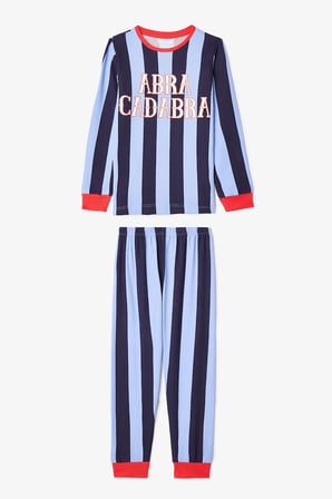 Mavi Erkek Çocuk Abra Kadabra Çizgili Pijama Takımı