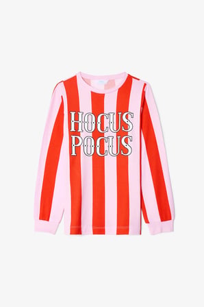 Pembe Kız Çocuk Hocus Pocus Çizgili Uzun Kol Termal Etkili Pijama Takımı