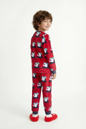 Kırmızı Erkek Çocuk Araba Desenli Termal Etkili Pijama Takımı