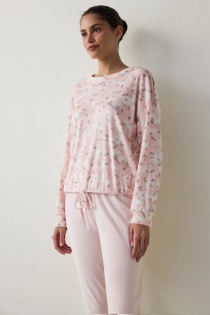 Açık Pembe Ellie  Termal Etkili Sweatshirt Pijama Üstü