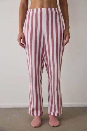 Kırmızı Good Mood Pamuklu Çizgili Pijama Altı