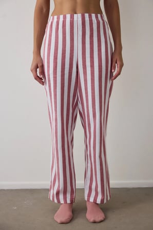 Kırmızı Good Mood Pamuklu Çizgili Pijama Altı