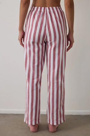 Kırmızı Good Mood Pamuklu Çizgili Pijama Altı