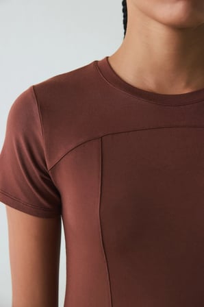 Kapuçino Bisiklet Yaka Slim Fit Modal Baby Tee Tişört