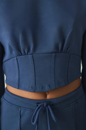 İndigo Belle Line Bisiklet Yaka Crop Sweatshirt
