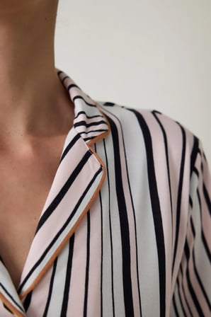Penti Aging Collagen Çizgili Gömlek Yaka Kısa Kollu Pijama Takımı