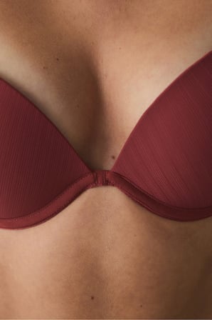 Bordo Balenli Ayarlanabilir Askılı Push Up Sütyen