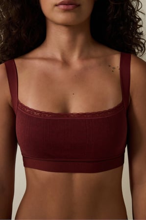Bordo Melanj Ayarlanabilir Askılı Crop Üst