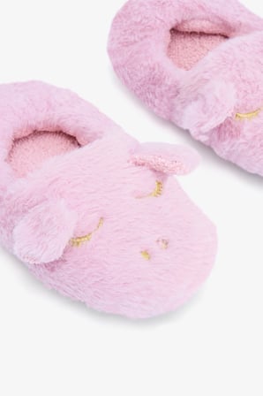 Açık Pembe Kız Çocuk Unicorn Desenli Nakışlı Ev Patiği