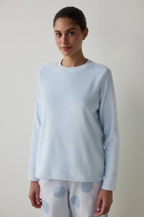 Açık Mavi Magic  Termal Etkili Sweatshirt Pijama Üstü