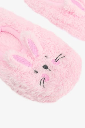 Pembe Kız Çocuk Rabbit Tavşan Nakışlı Aksesuarlı Kaymaz Tabanlı Ev Çetiği
