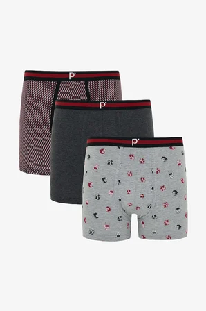 Erkek Organik Çizgili 3'lü Boxer