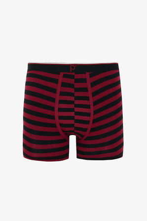 Erkek Red Line Çizgili 3'lü Organik Boxer