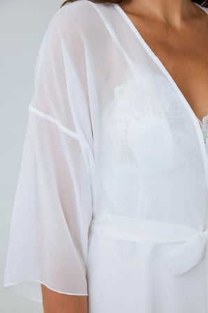 Kırık Beyaz Bridal Charming Kısa Kollu Gelin Sabahlık