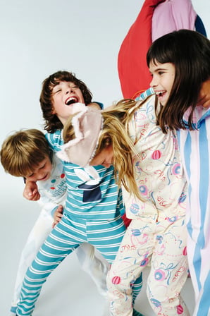 Krem Kız Çocuk Circus Desenli Düğmeli Uzun Kollu Pamuklu Pijama Takımı