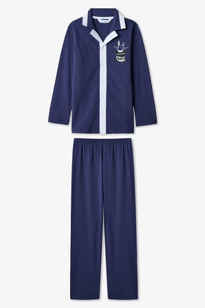 İndigo Erkek Çocuk Suprise Uzun Kollu Düğmeli Pamuklu Pijama Takımı