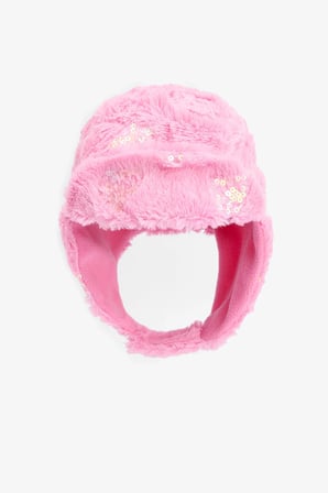 Pembe Kız Çocuk Mia Payetli Yumuşak Dokulu Bere