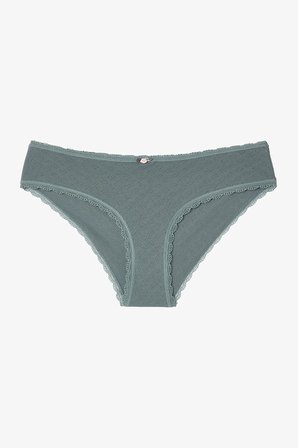 Koyu Gri Kalp Desenli Pointel Düşük Bel Hipster Külot