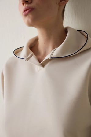 Bej Modal Kapüşonlu Sweatshirt