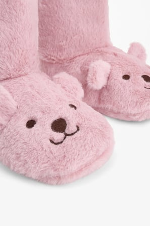 Lila Happy Bear Hayvan Nakışlı Ev Botu