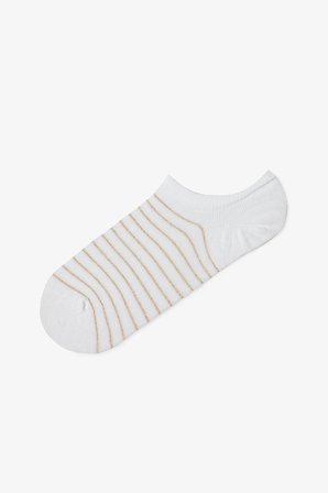 3 Çift Pamuklu Parlak Çizgi Desenli Sneaker Çorap