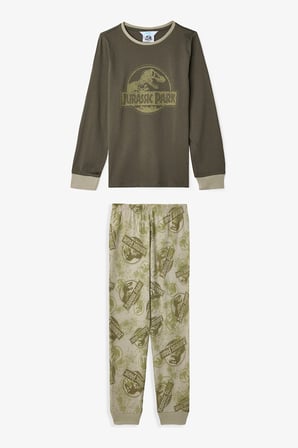 Haki Erkek Çocuk Jurassic Park Uzun Kollu Pamuklu Pijama Takımı