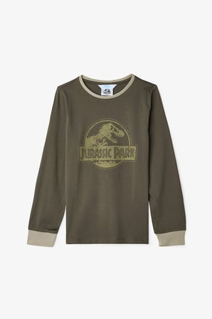Haki Erkek Çocuk Jurassic Park Uzun Kollu Pamuklu Pijama Takımı
