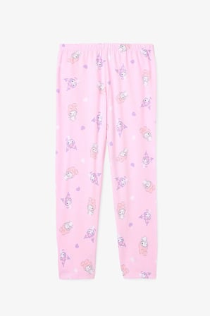 Açık Pembe Kız Çocuk Kuromi Friends Uzun Kollu Pamuklu Gömlek Pijama Takımı