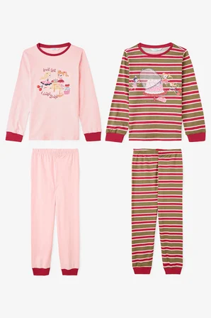 Gül Kurusu Kız Çocuk Guest First Peri Desenli Uzun Kollu Pamuklu 2'li Pijama Takımı