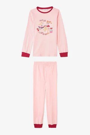 Gül Kurusu Kız Çocuk Guest First Peri Desenli Uzun Kollu Pamuklu 2'li Pijama Takımı