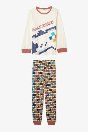 Erkek Çocuk Gaming Baskılı Uzun Kollu Pamuklu 2'li Pijama Takımı