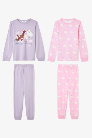 Kız Çocuk Yoyo Oyun Desenli Uzun Kollu Pamuklu 2'li Pijama Takımı