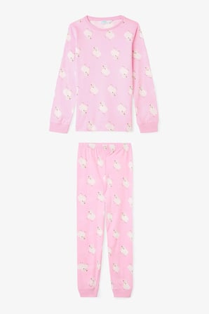 Kız Çocuk Yoyo Oyun Desenli Uzun Kollu Pamuklu 2'li Pijama Takımı