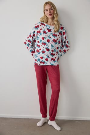 Bordo Best Season Çizgili Termal Etkili Pijama Altı