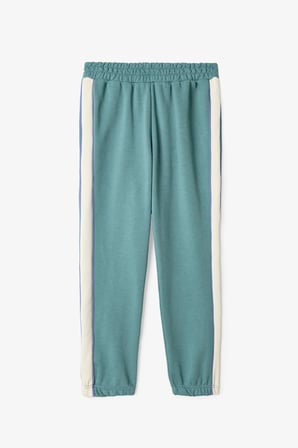 Koyu Yeşil Kız Çocuk Biyeli Yüksek Bel Oversize Jogger Eşofman Altı