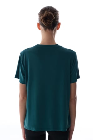 Petrol Yeşili Bisiklet Yaka Modal Tişört