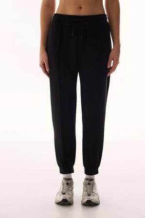 Siyah Silky Touch Yüksek Bel Cepli Jogger