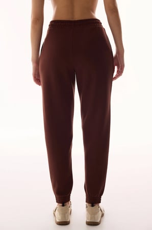 Kahverengi Silky Touch Yüksek Bel Lastikli Paça Jogger