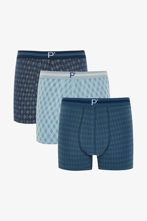 Erkek Ekose Desenli 3'lü Boxer