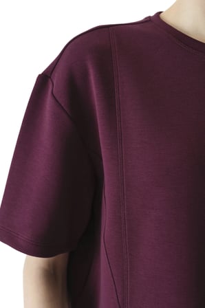 Bordo İpeksi Dokunuş Silky Touch Dikiş Detaylı Bisiklet Yaka Tişört