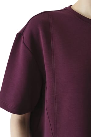 Bordo İpeksi Dokunuş Silky Touch Dikiş Detaylı Bisiklet Yaka Tişört