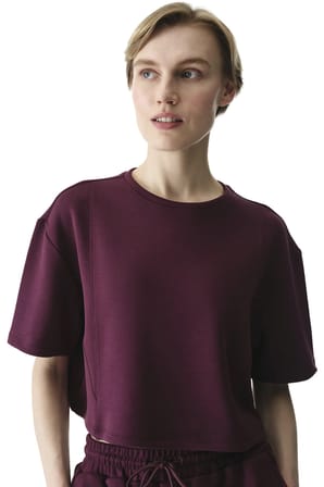 Bordo İpeksi Dokunuş Silky Touch Dikiş Detaylı Bisiklet Yaka Tişört