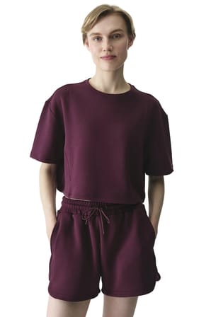 Bordo İpeksi Dokunuş Silky Touch Dikiş Detaylı Bisiklet Yaka Tişört