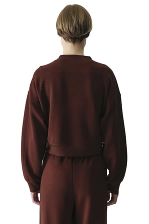 Kahverengi İpeksi Dokunuş Silky Touch Kontrast Detaylı Bisiklet Yaka Sweatshirt