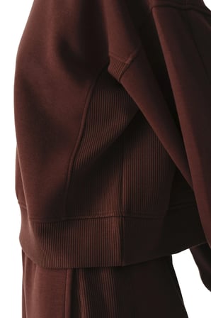 Kahverengi İpeksi Dokunuş Silky Touch Kontrast Detaylı Bisiklet Yaka Sweatshirt